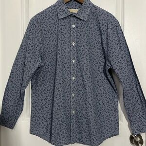 Men’s Michael Kors Blue Button Up | Flower Pattern 16.5 & 32-33